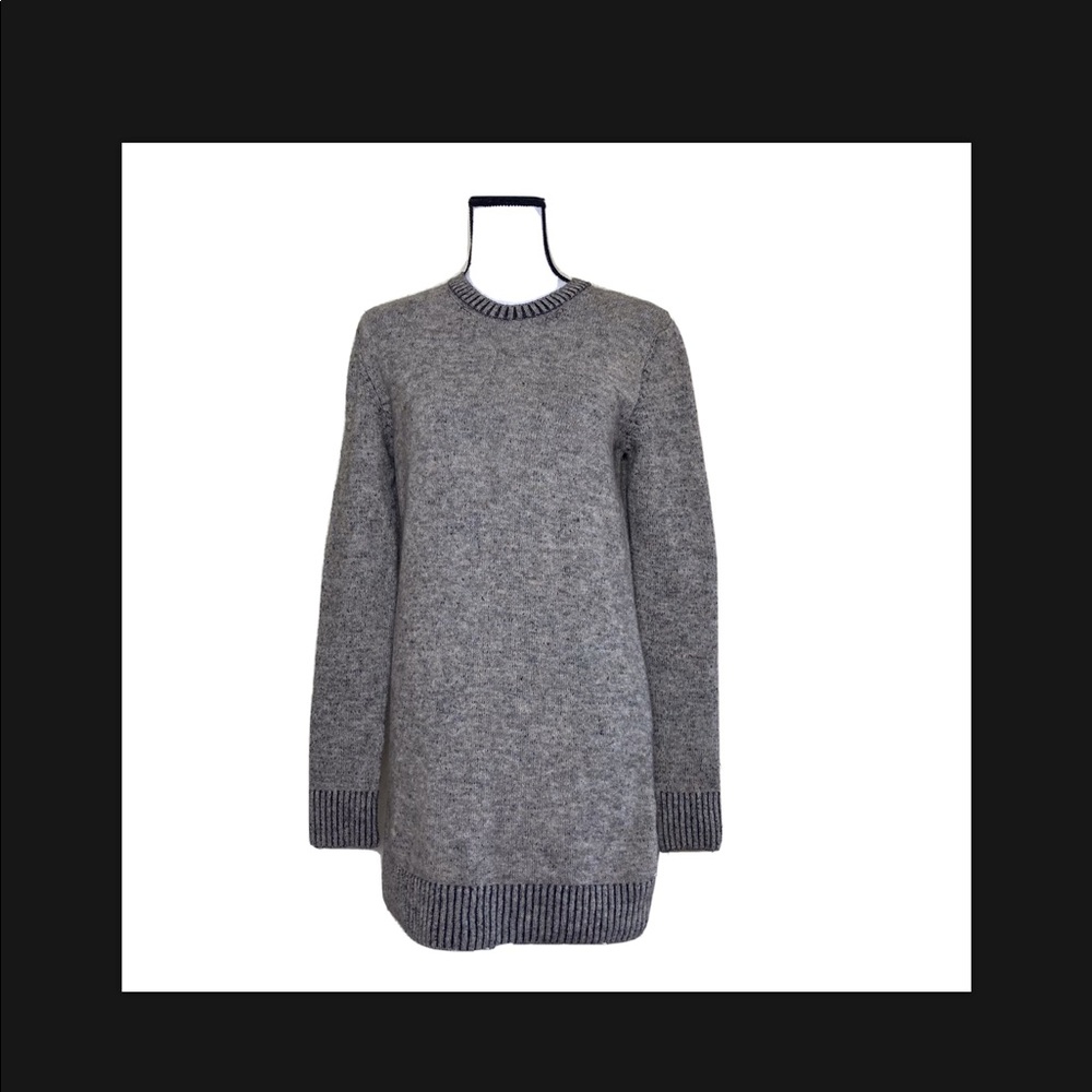 Zara Beige Beige Marled Crewneck Knitted Tunic Sweater